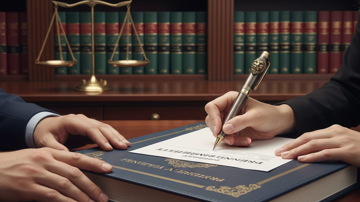 Legal agreement being signed with proper documentation